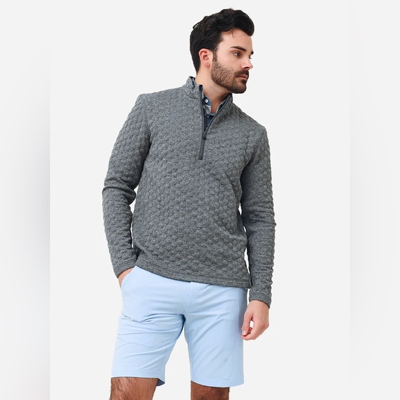 Greyson Men's Wyanet Quarter Zip Mockneck Collar Waffle Knit SweaterSize: XXL